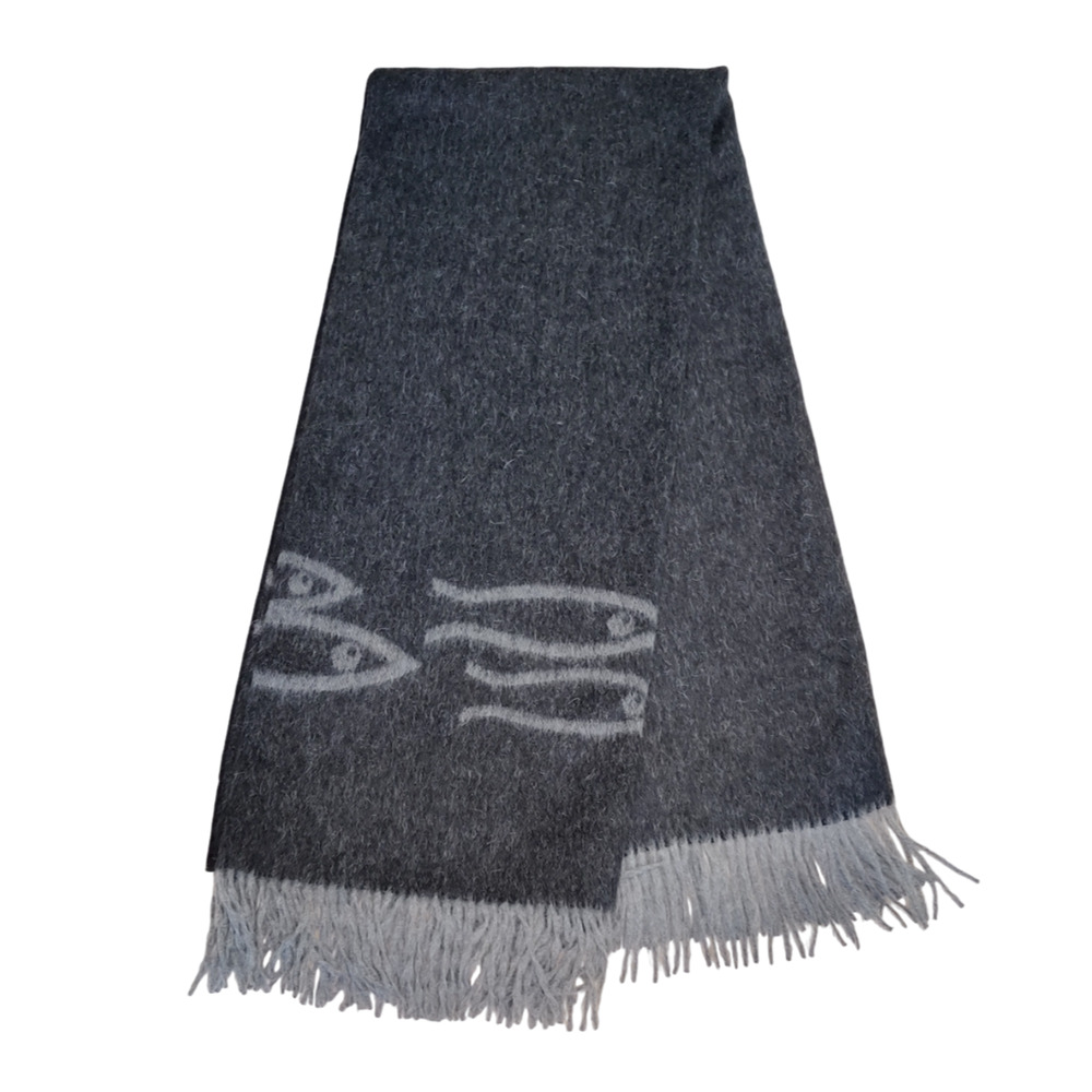 Elvang Denmark Alpaca Wool Reversible Throw Blanket 66x56 NWT Fish Scandi Modern